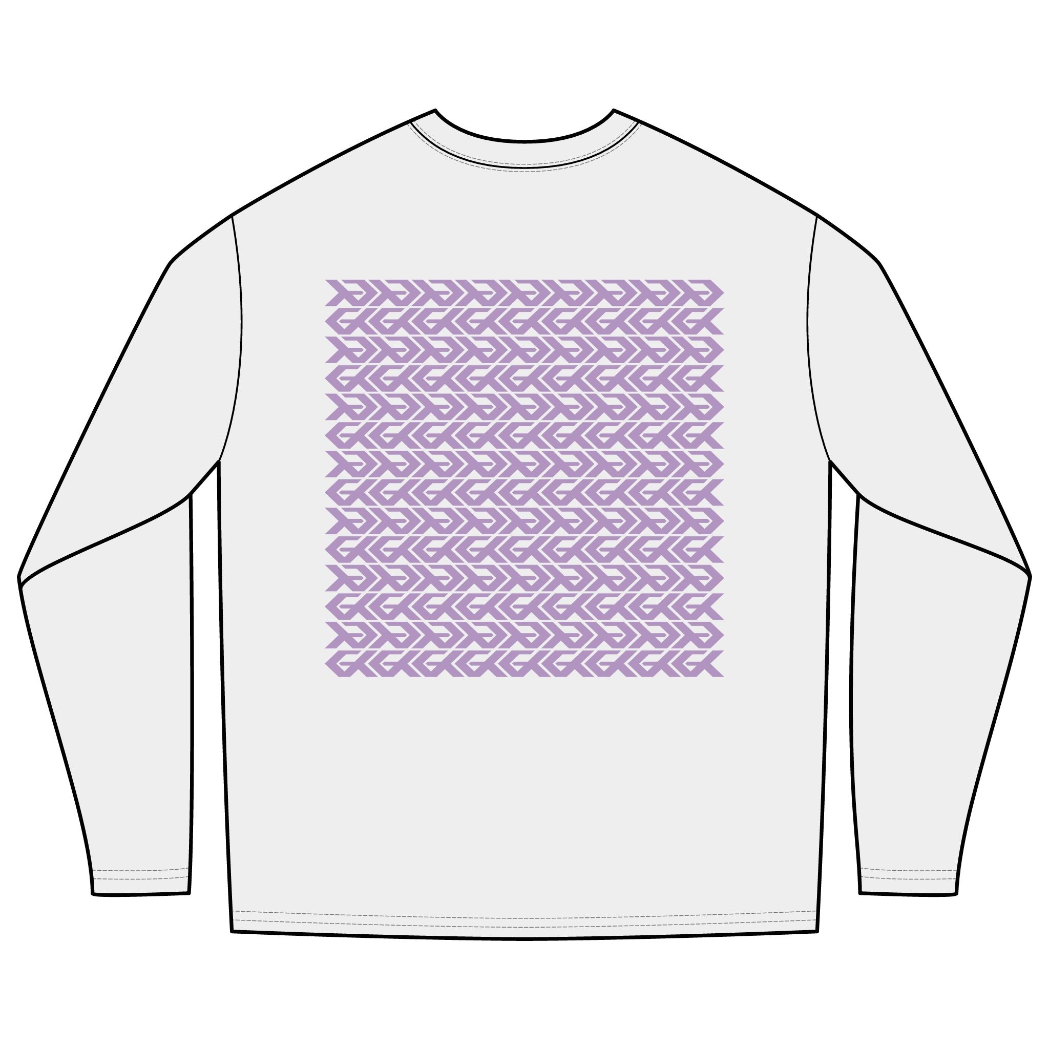 Next Breath Long Sleeve Tee — Lavender Logo & Geometric Back Pattern