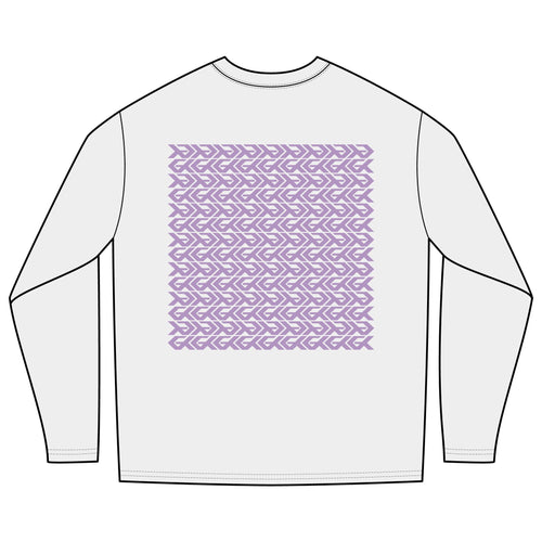 Next Breath Long Sleeve Tee — Lavender Logo & Geometric Back Pattern