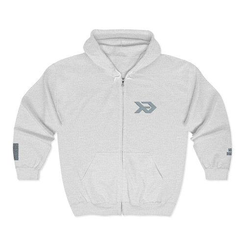 Full-Zip Hoodie with Minimal Geometric Arrow Logo